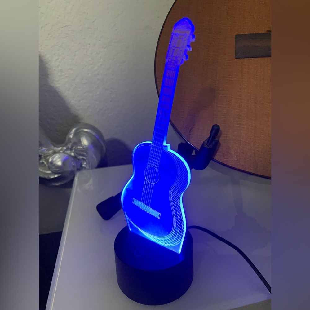 Blue LED Guitar Night Light